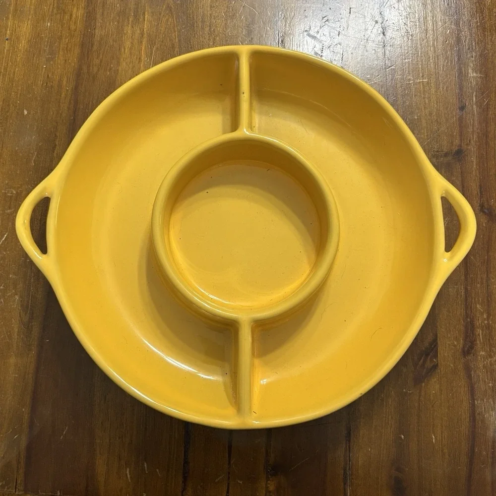 Portugal TerraCotta Glazed Appetizer Serving Dish Tapas Platter Yellow 14